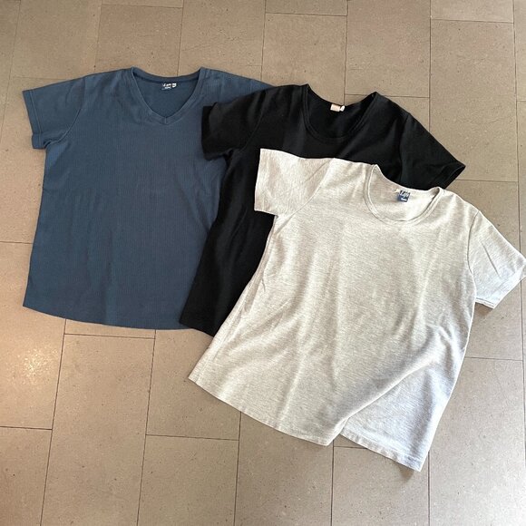 3 Maternity T-shirts Grey, Black/Teal-Size Large/XL - Picture 1 of 16